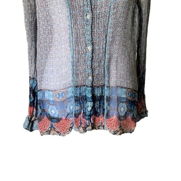 Lucky Brand Medallion Print Sheer Blouse - Picture 4 of 14